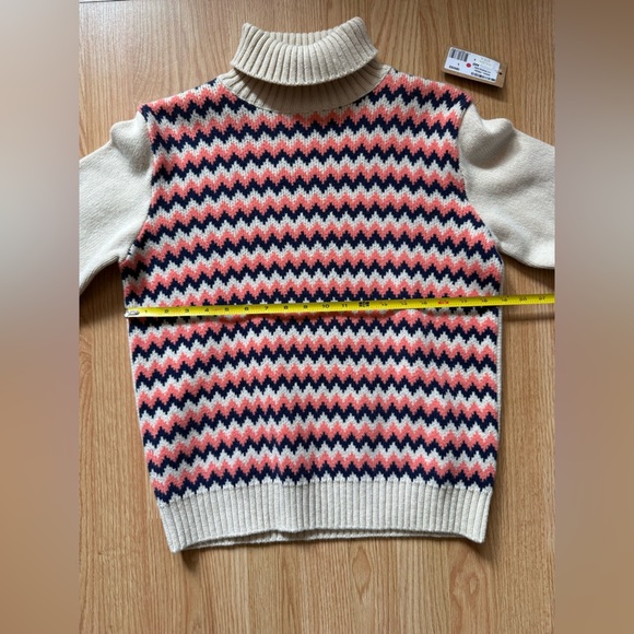 NEW A.P.C. Chevron Patterned Knit Sweater - Pink, Blue, and Cream Size L - Picture 9 of 9